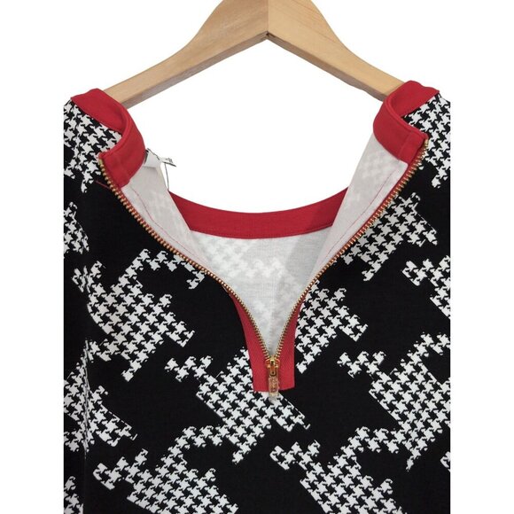 Crown & Ivy Dress Womens M Black White Houndstooth Preppy Career Office - Picture 3 of 9